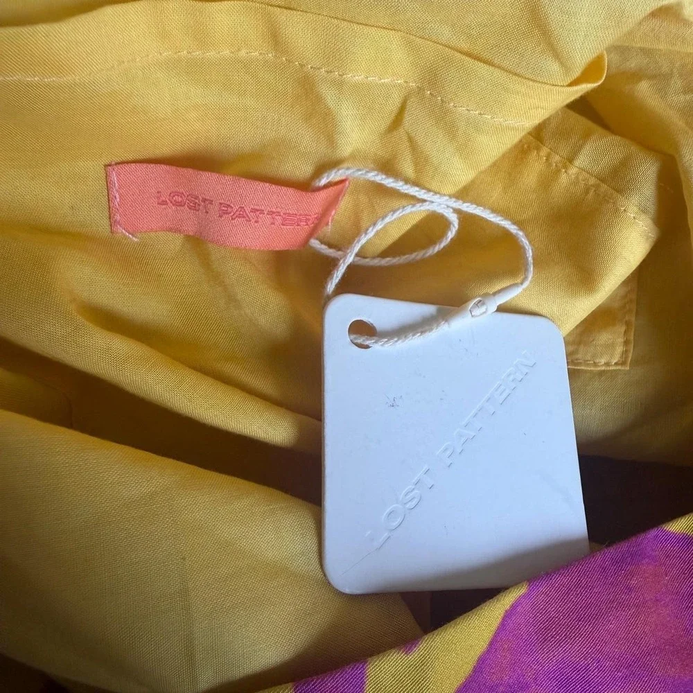 Lost Pattern Beach Blossom Hobo Crossbody Bag Yellow Pink Floral Cotton